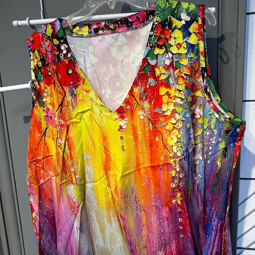 Beautiful watercolor tank top blouse❤️ 3XL